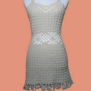 VTG HANDMADE CROCHET MINI DRESS